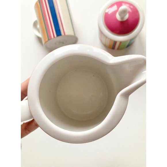 3 Piece ROYAL DOULTON Carnival T.C.1299 Striped Mug Sugar Bowl Creamer Set - Picture 4 of 16